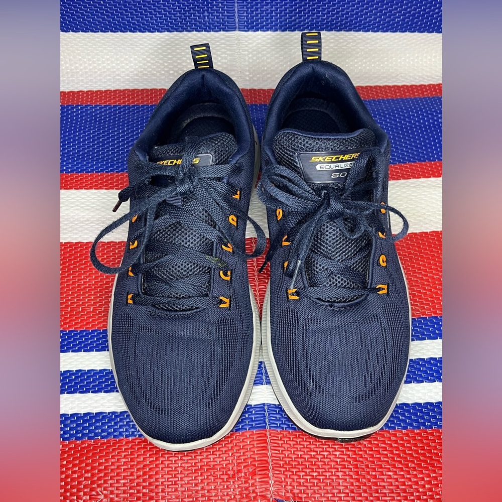 Skechers Track Moulton Shoes Mens Navy Blue Memory Foam Washable Sneakers 10.5 - Picture 9 of 16